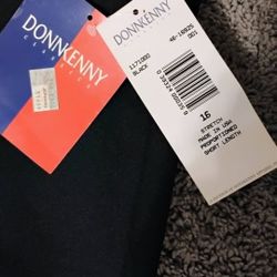 NWT Vintage Donnkenny Classics Women's Black Dress Pants Size 16 Short Length Stretch Made in USA