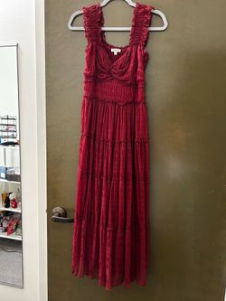 Long red flowy dress