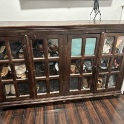 Wood Cabinet With Glass Doors Pick Up Only 