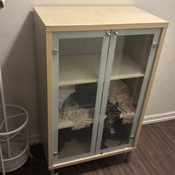 Wood Cabinet w/ Glass Doors