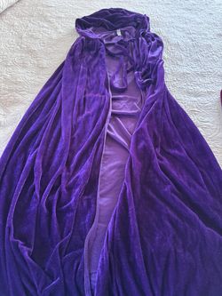 Purple velvet cape with hood