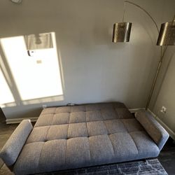 Modern Gray Futon Sofa – Stylish & Versatile