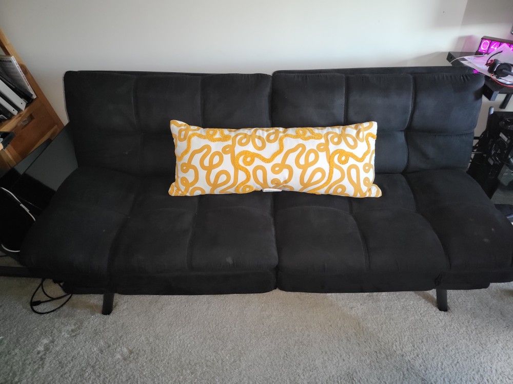 Black Microfiber Futon Sofa USED