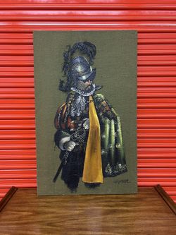 Mid Century Oil Painting on Burlap