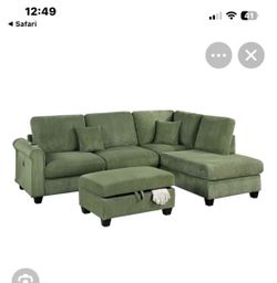 Sage green sectional with chaise In stock ready for delivery today $550  pickup in Menifee Perris