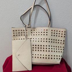 Stylish Cream Grommet Tote Bag