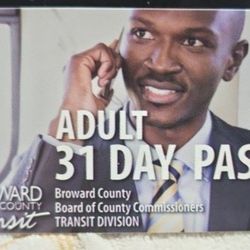 Broward County 31 Day Unlimited Ride Bus Pass New Never Used Broward County 31-day Unlimited Ride Adult  Bus Pass