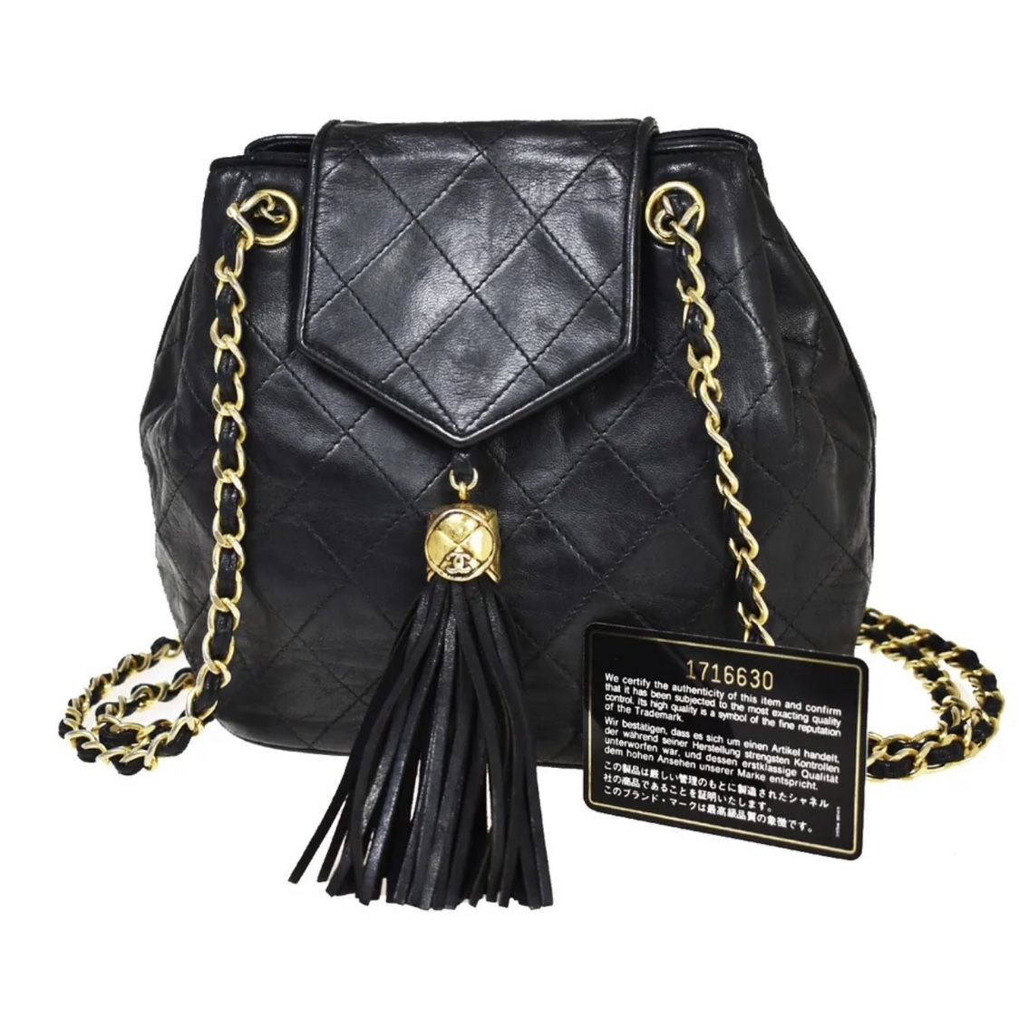 chanel vintage chain shoulder bag leather