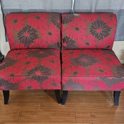 2 Red Floral chairs