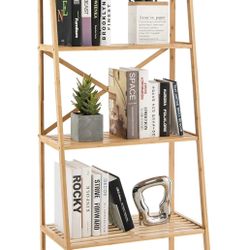 Bamboo Ladder Bookshelf 4-Tier