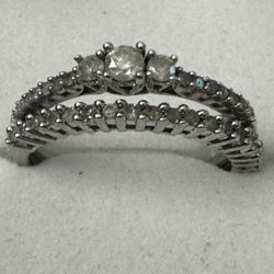 Sterling Silver ~1/4CTW Diamond Wedding Bands Ring Size 6.5