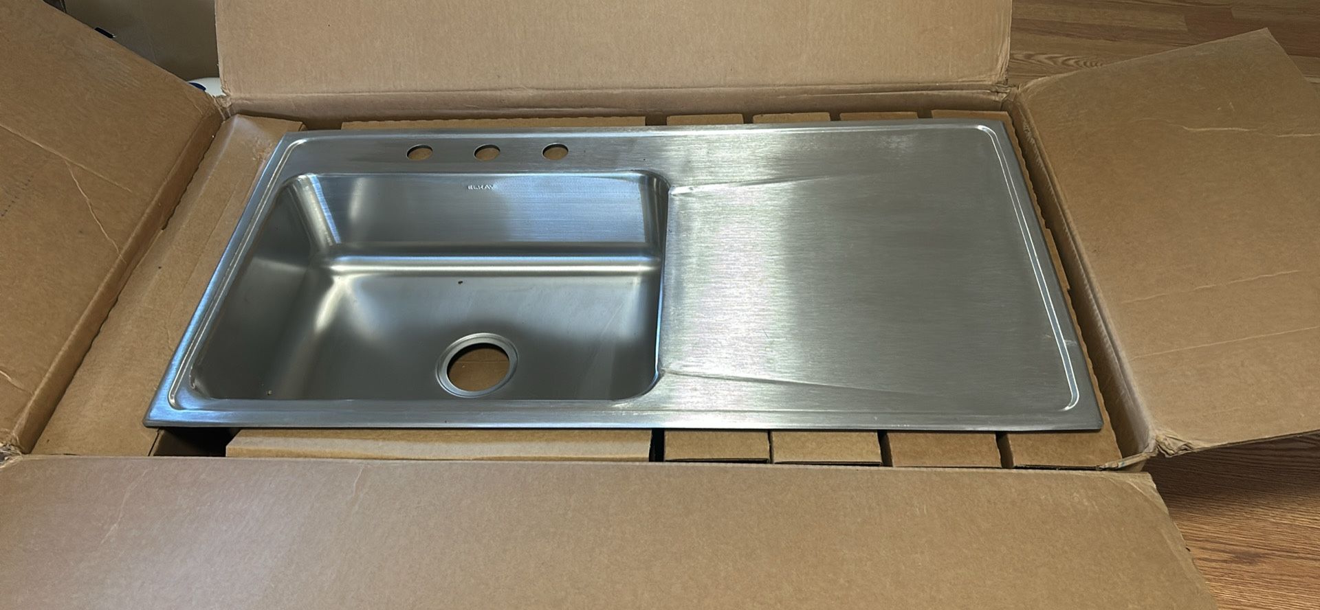 Elk ay Lustertone Collection 43” Single Bowl Stainless Steel Kitchen Sink With 13 Gauge