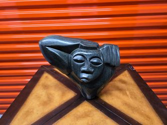 Hand-Carved Stone African Face Sculpture