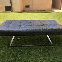 Leather Ottoman Grey 