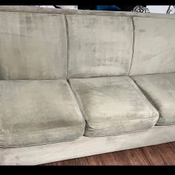 MICROSUEDE OLIVE GREEN SOFA