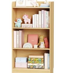 Lkeiyay Kids Bookshelf,Wooden Storage Shelf Organizer,4-Tier Montessori Kids Shelf,Wooden Storage Cabinet Shelves for Kids Room,Playroom(Natural)
