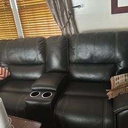 Leather couch and loveseat