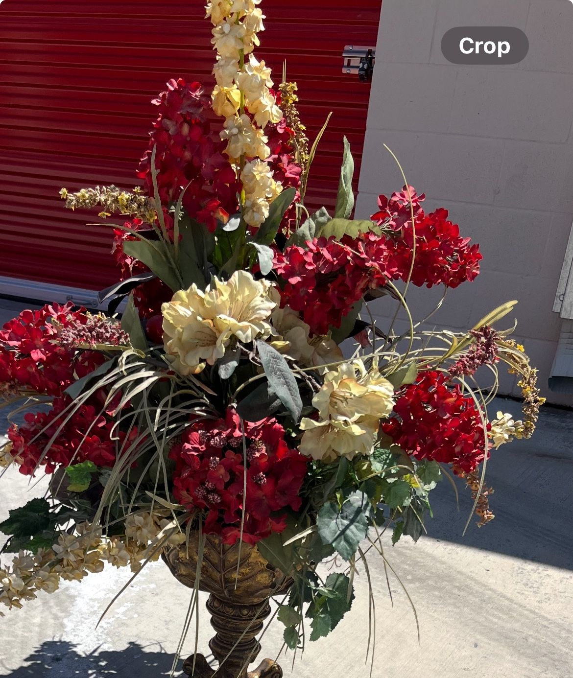 Large Decorative Floral Arrangement With Ornate Vase