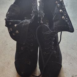 Black Suede High Heels Boots