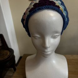 Handmade Crochet Blues And Purples Pinks And Greens Headband Bandana 