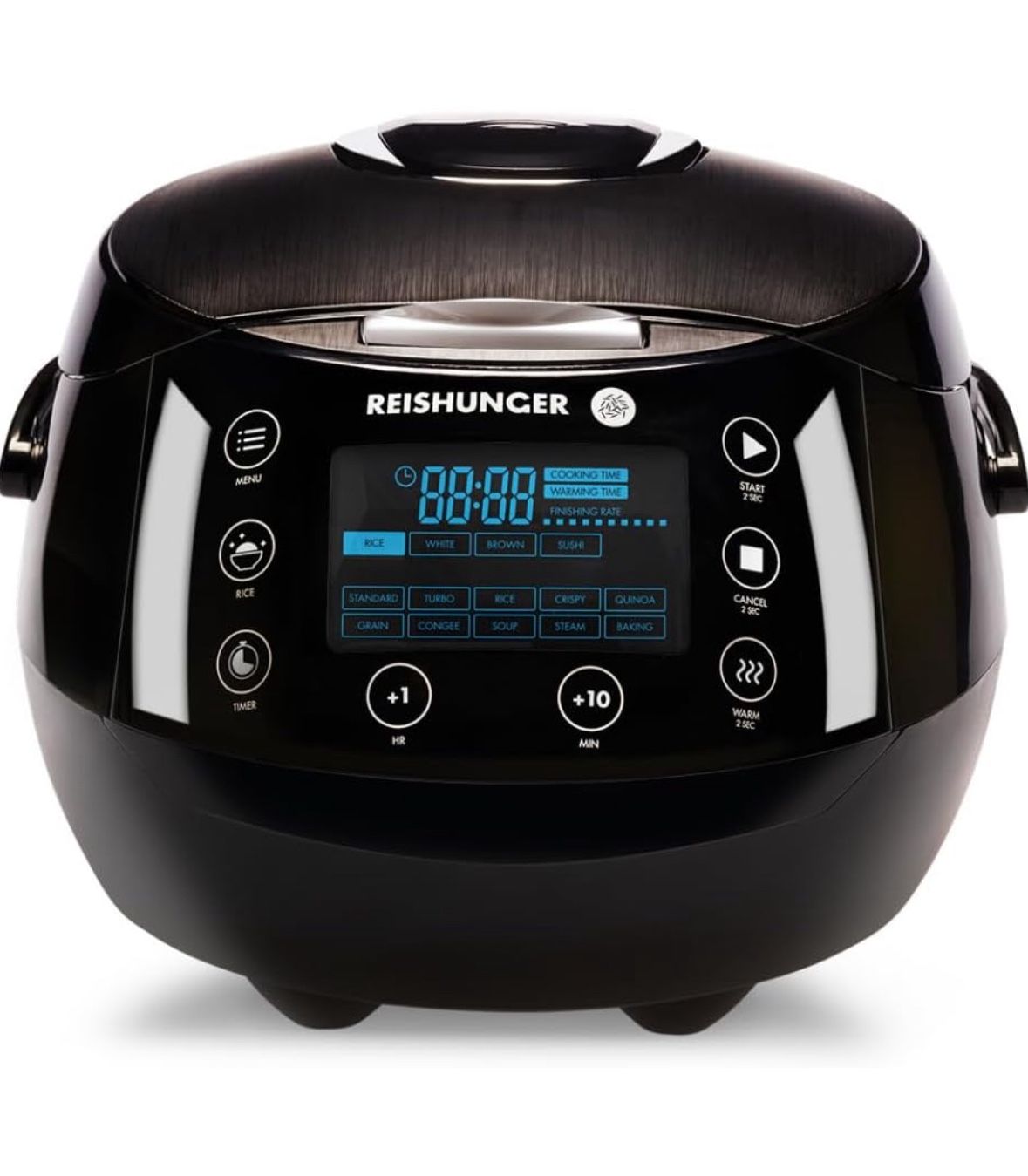 Reishunger Digital Rice Cooker - 8 Cups, 12 Programs, Timer, Non-Stick