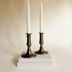 Vintage Brass candle sticks with oval bottom
