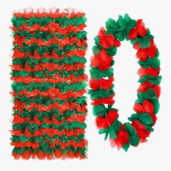 Christmas in July Leis Hawaiian Red and Green Tropical Leis 