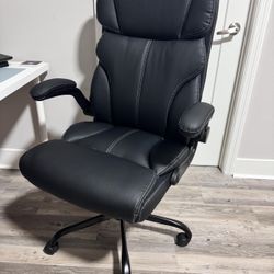 Office Chair, Ergonomic Big and Tall Computer Desk Chairs, Executive Breathable Leather Chair with Adjustable Flip-up Armrests, Lumbar Support Swivel 