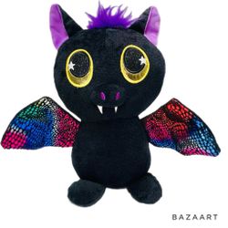BMI Plush Black Bat Stuffed Animal Toy Big Sparkly Eyes & Colorful Wings 12”