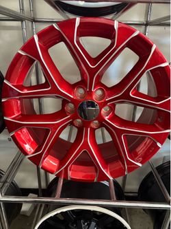 22” 6x139.7 Snow flakes candy Red machine milled