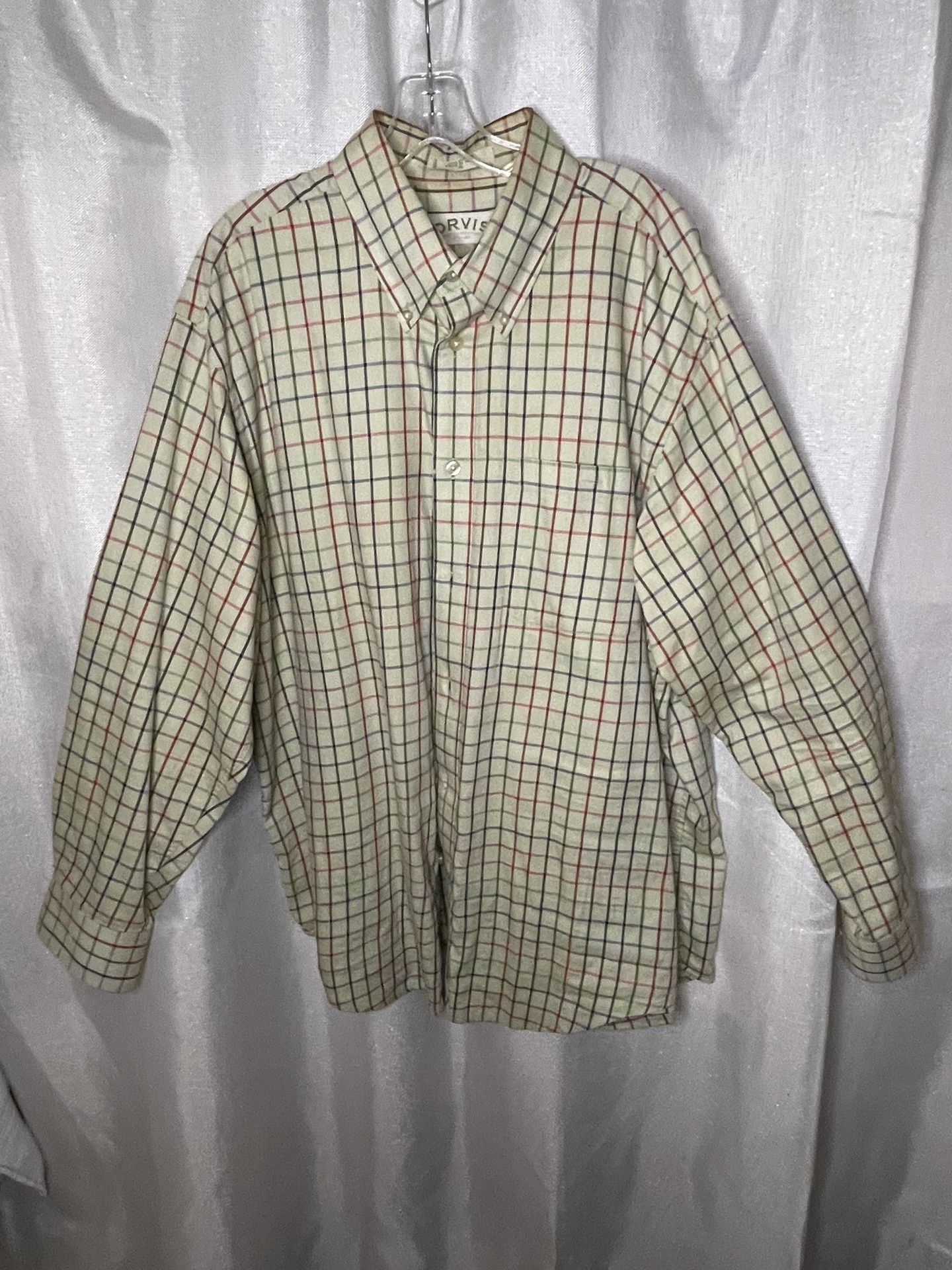 Orvis Shirt Mens XL Plaid Long Sleeve Button Down Fishing shirt