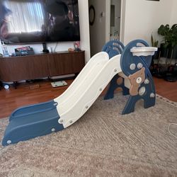 Toddler Indoor Slide with Basketball Hoop