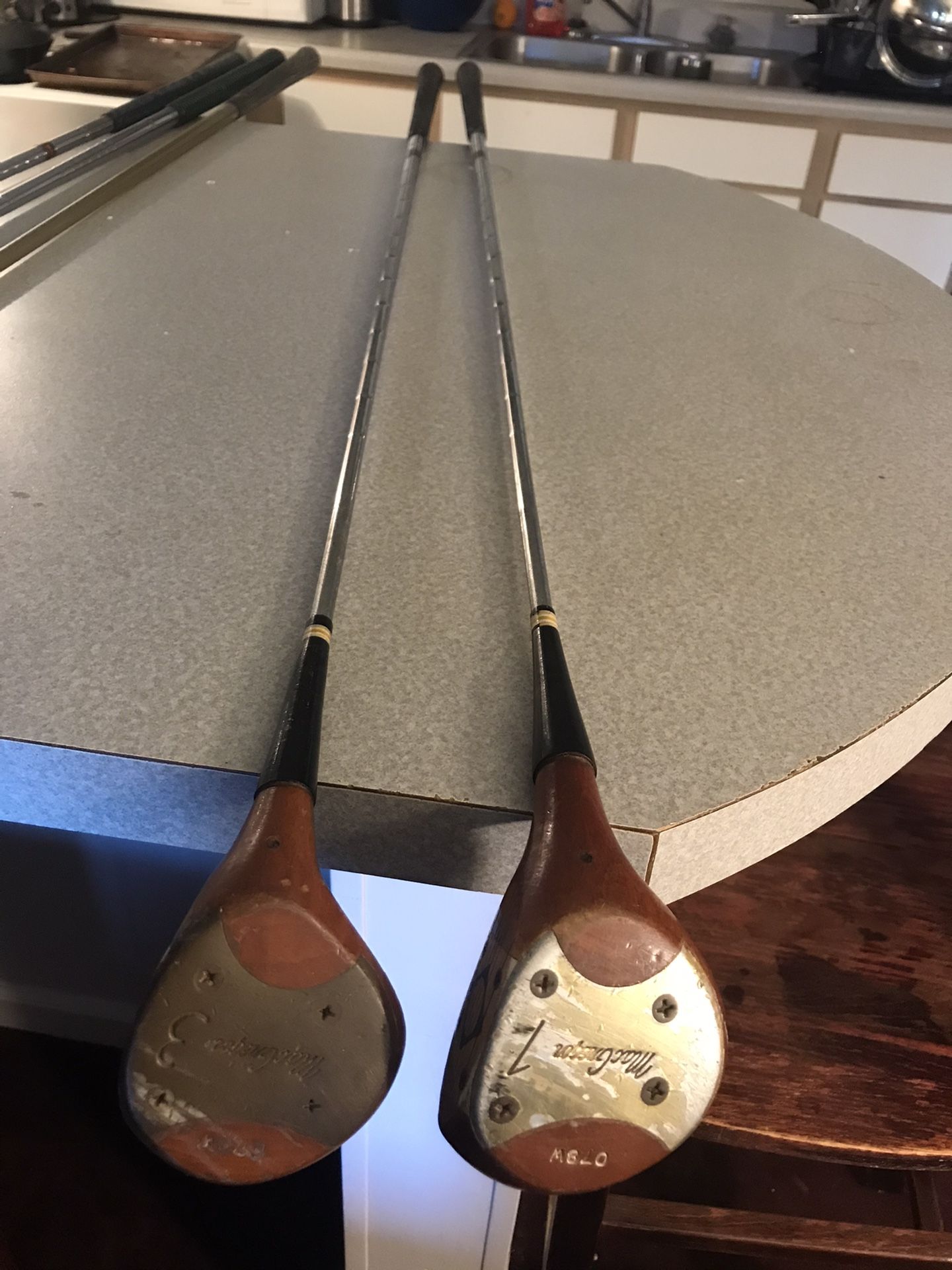 Vintage Persimmon MacGregor 1 and 3 Golf Woods