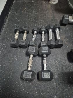 Rubber Hex Dumbbell 3 Sets 5lb and 1 set 10lb