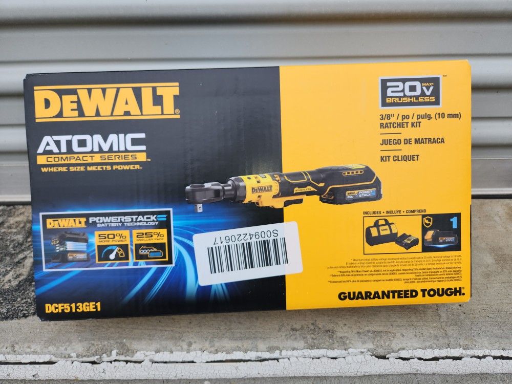 Dewalt 20v 3/8 in. PowerStack Ratchet Kit (New)