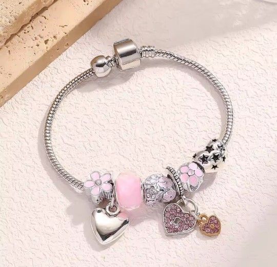 Pink Rhinetsone Charm Bracelet