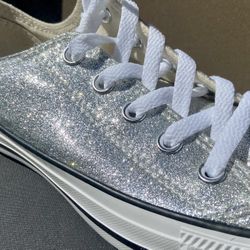 Converse  - Silver glitter Brand New Size 6