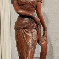 Hand Carved Wooden Statue 31" Tall