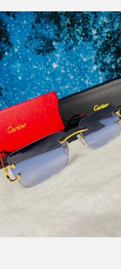 Brand New Gold Cartier Glasses With Blue Tinted Lenses