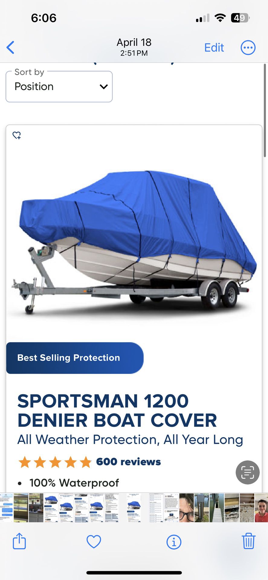 Boat Cover For 24’ To 26’ Boat With T Top Still In Box Never Opened