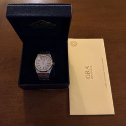 Mens Two Tone Automatic Watch in 44mm Moissanite Stone Bezel