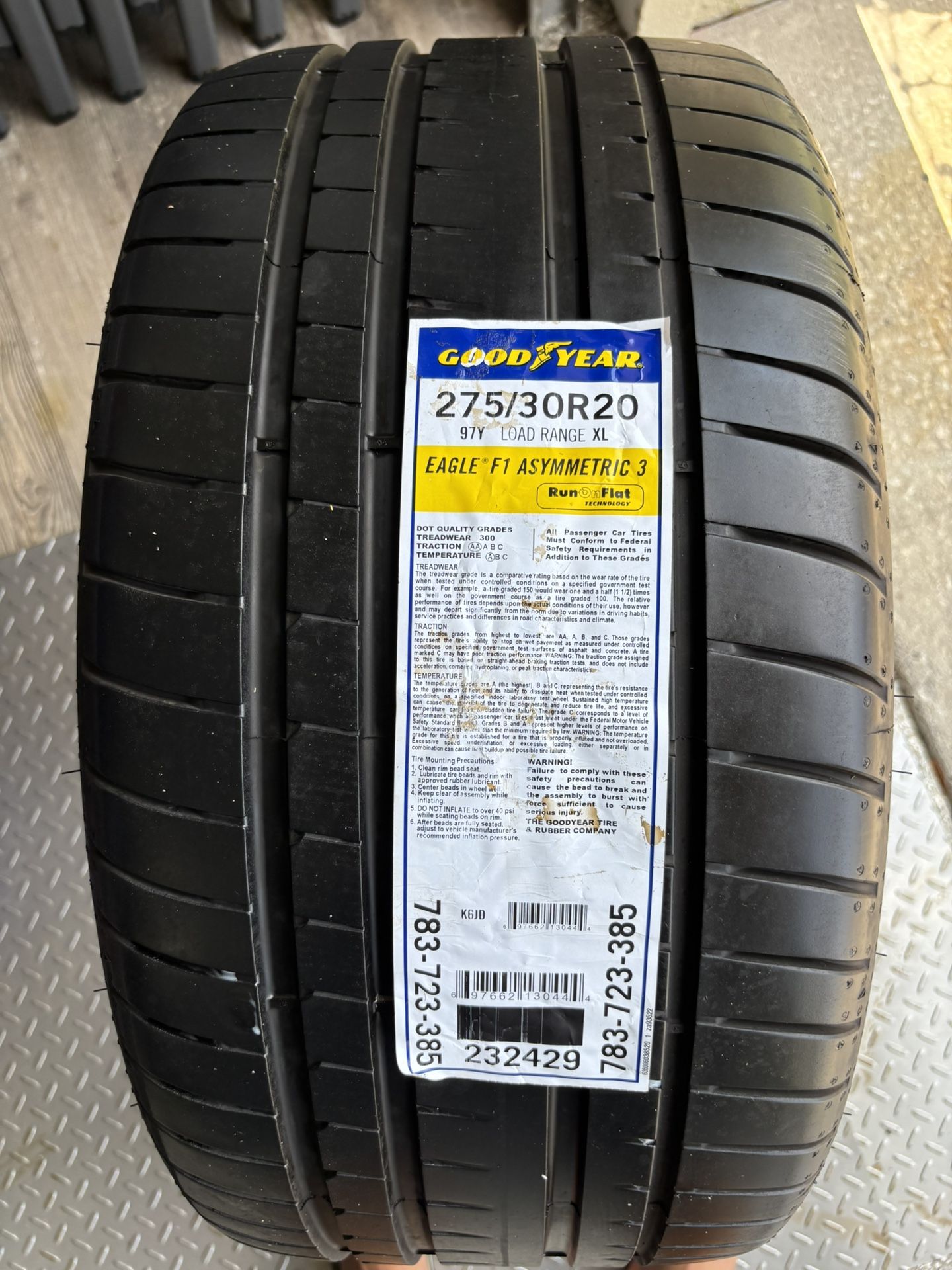 Hi I Have A 275/30/20 Goodyear Eagle F1 Run Flat Tire