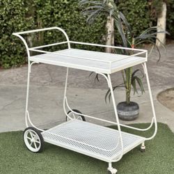 Mid Century Modern Vintage 1940s Iron Outdoor Patio Bar Cart Trolley