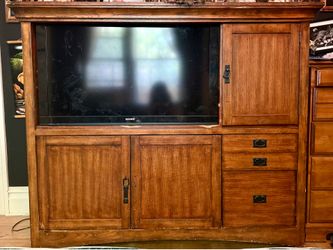 FREE: Solid Wood Entertainment Center + FREE Working Sony TV & Remote