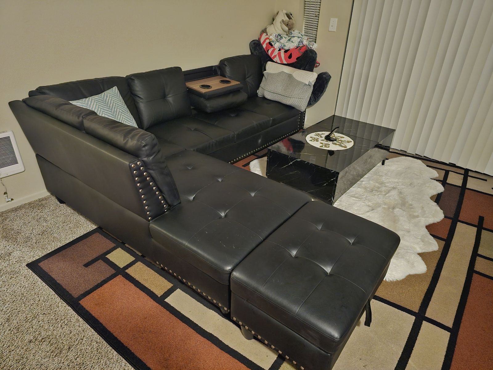 Black Leather Sectional Couch