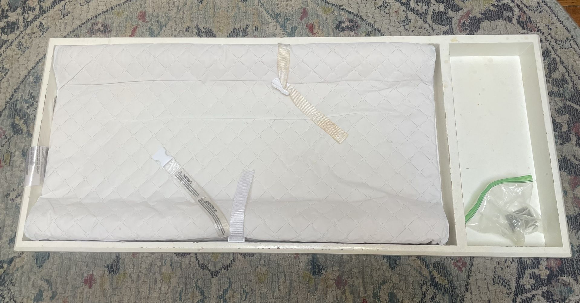 Summer infant changing pad + Restoration Hardware changing table dresser topper