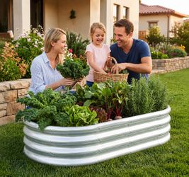 Metal Raised Garden Bed Planter Box Outdoor Silver Color Size 4x2x1 Feet New Condition In Box