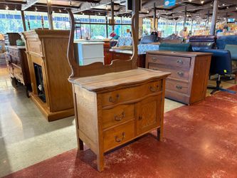 Antique 3-Drawer Washstand with Harp Towel Bar