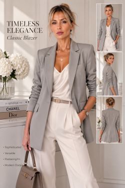 Calvin Klein Calvin Klein Dove Gray Classic Single-Button Blazer