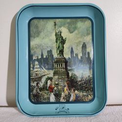 Vintage 1986 Mutual Federal Savings Statue of Liberty Serving Tray 